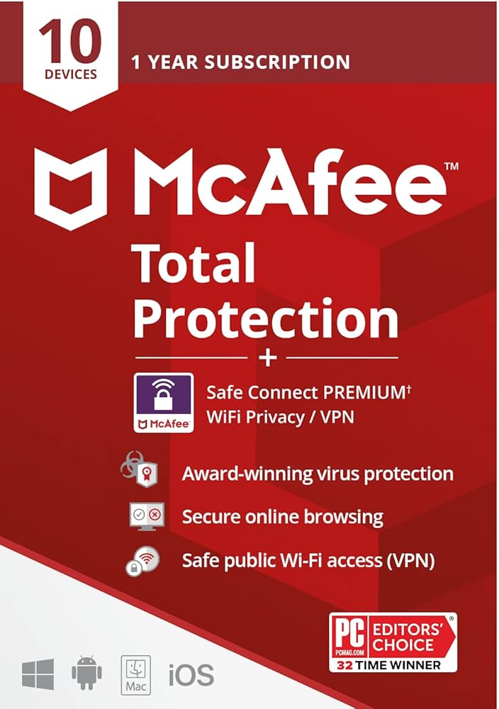 Amazon.com: McAfee Total Protection w/ Safe Connect VPN | 10