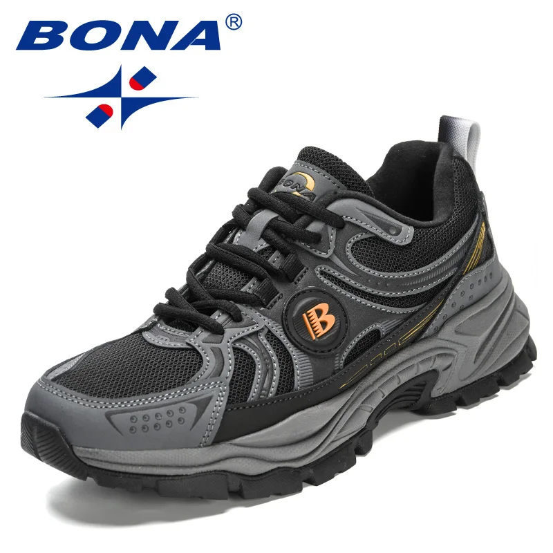 BONA-Zapatillas deportivas transpirables para hombre, calzado deportivo de cuero y malla para correr y caminar, novedad de 2023