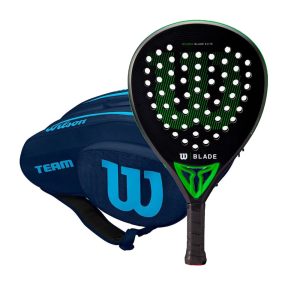 Pala WILSON BLADE Elite V2 Padel 2 2024 + Paletero WILSON TEAM Padel Azul Marino