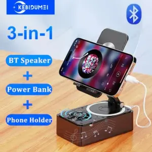 altavoz bluetooth portátil 3 en 1 con soporte y power bank