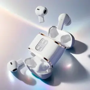 auriculares bluetooth con pantalla led y estuche de carga