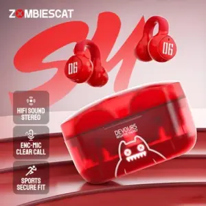 audífonos bluetooth transparentes Zombiecat S4 color rojo