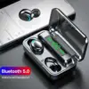 auriculares bluetooth baratos f9 con pantalla led estuche bateria indicador