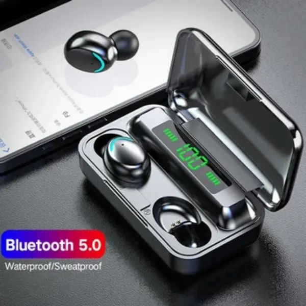 auriculares bluetooth baratos f9 con pantalla led estuche bateria indicador