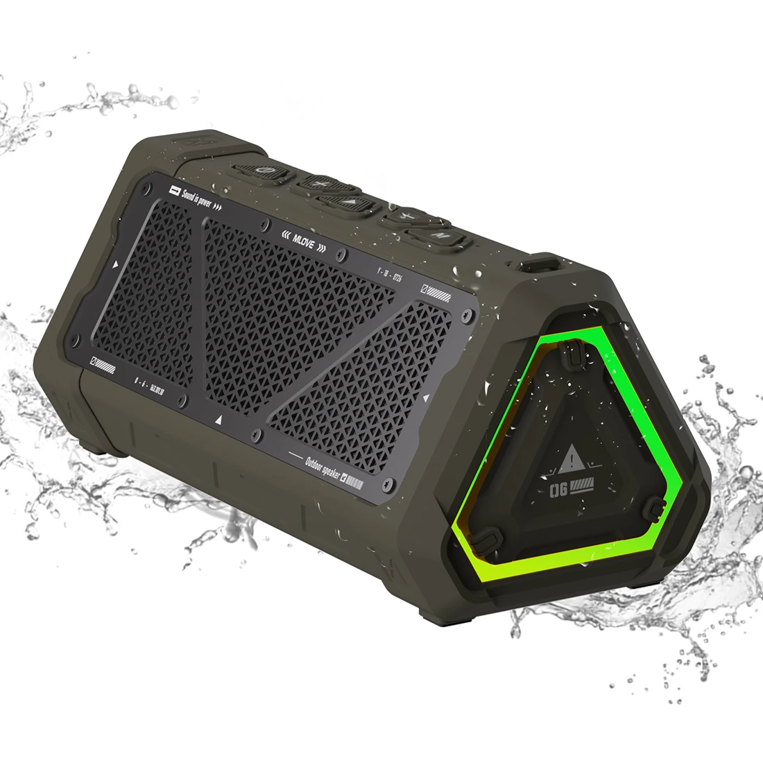 Altavoz Bluetooth para exteriores MLOVE P3, altavoz Bluetooth 5,3 con potencia de salida de 40W, sonido estéreo IPX7 resistente al agua, tarjeta Micro SD, luz RGB