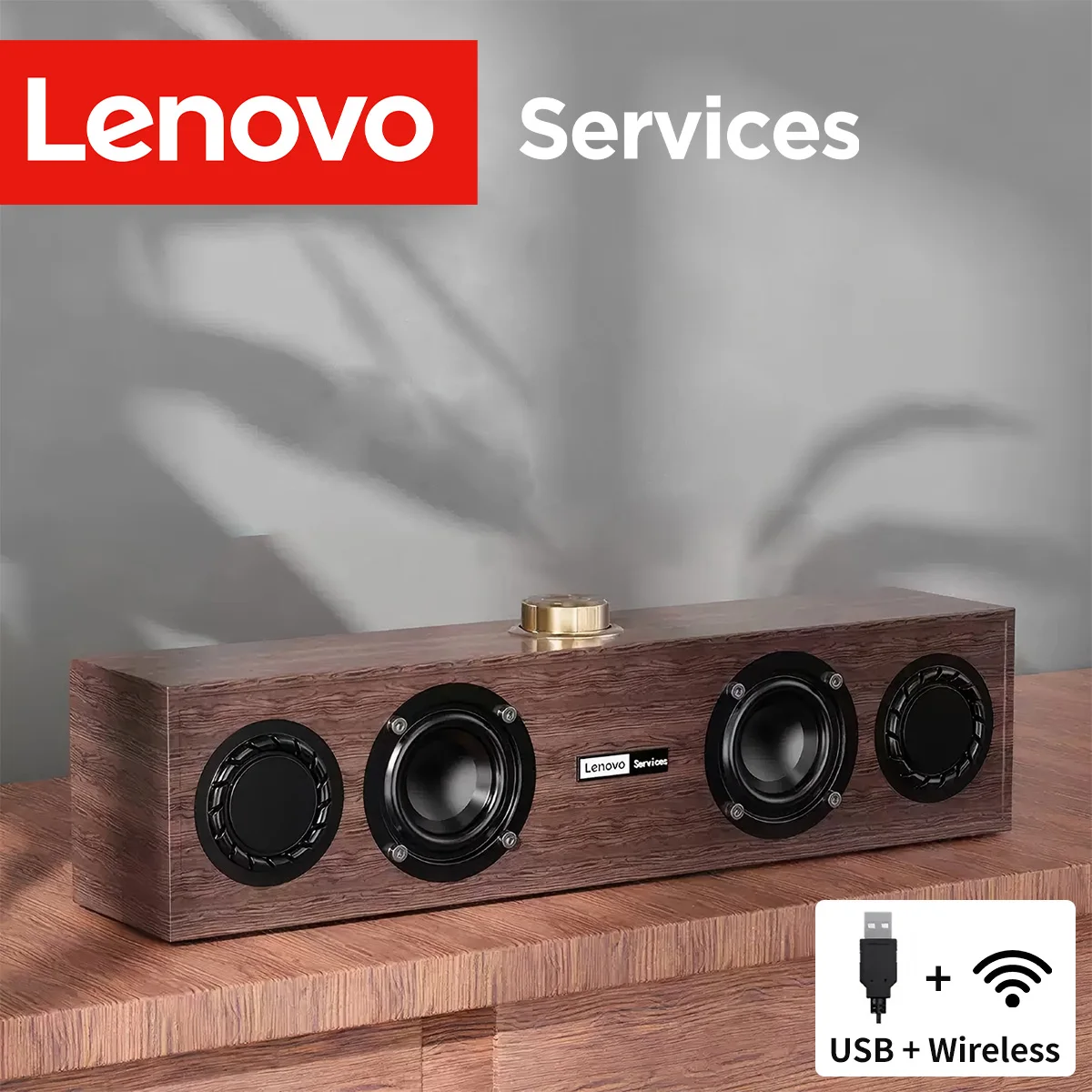 Altavoz multimedia Lenovo C02, altavoz Bluetooth, altavoz de modo dual con cable/Bluetooth, altavoz retro universal para TV, computadora y teléfono móvil, subwoofer