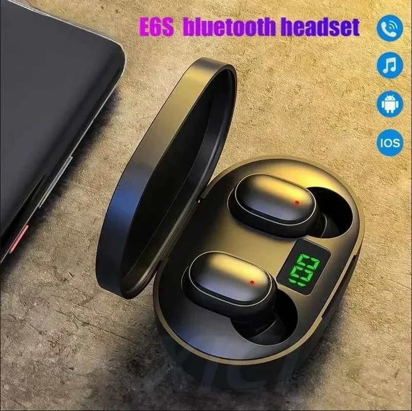 Auriculares Bluetooth TWS E6S, auriculares inalámbricos con Bluetooth, auriculares con cancelación de ruido y micrófono para Xiaomi Redmi