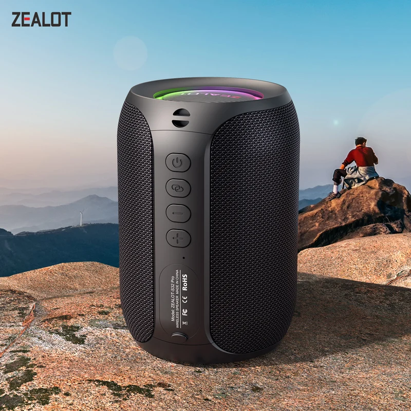 ZEALOT-S32PRO Potente Altavoz Bluetooth, Bajo Inalámbrico, Luz LED, Altavoces Exteriores, Subwoofer, Soporte de Caja de Sonido Impermeable