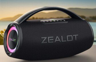 ZEALOT-S97 Altavoz bluetooth de alta potencia de 80W, subwoofer inalámbrico portátil con luz colorida RGB, envolvente estéreo 360 TWS FM