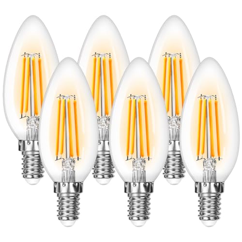 Lepro Bombilla LED E14, Luz Cálida 2700K 4W, 470 Lúmenes, Equivalente a 40W Bombilla Vela de Filamento, Bombilla Retro Vintage LED Ahorro de energí